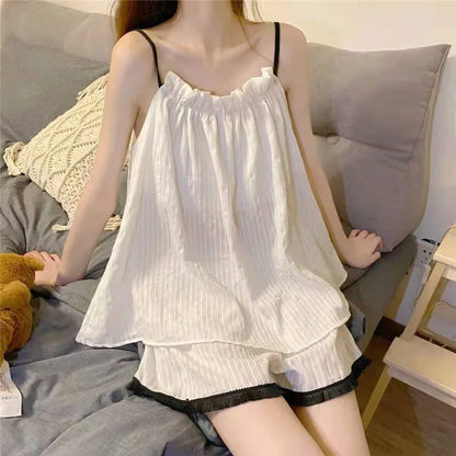 Thin Sling Pajamas Leisure Suit Sling Shorts Pajamas Set