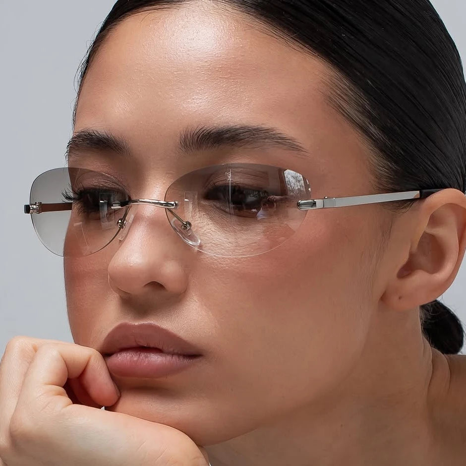 Rimless Y2K Oval Retro Gradient Square UV400 Sunglasses