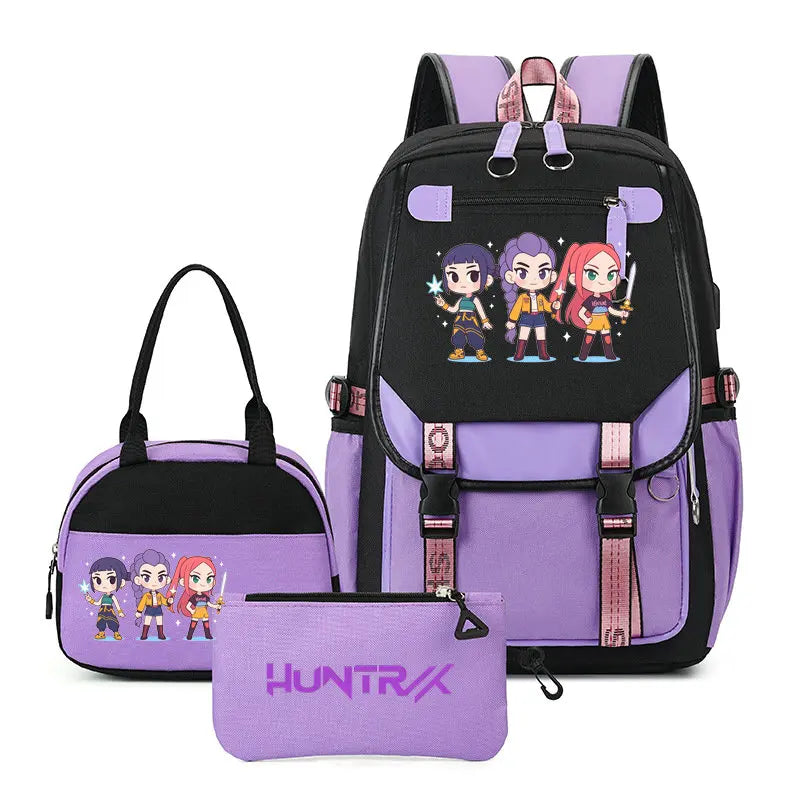 Mochilas Set KPop Demon Hunters Capacity Student School Bag