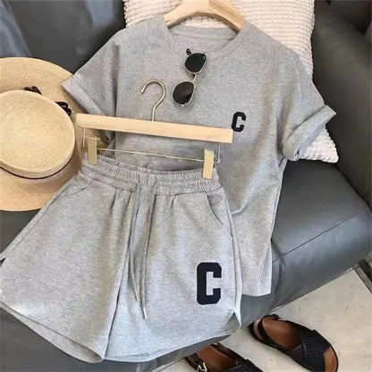 Summer Sleepwear Loose Short Sleeve T-Shirt Casual Shorts Large Size Pajamas Set