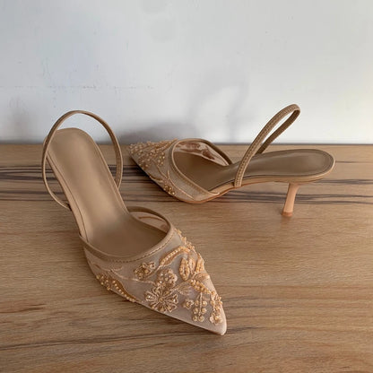 Mesh Flowers High Heels Sexy Dress Shoes
