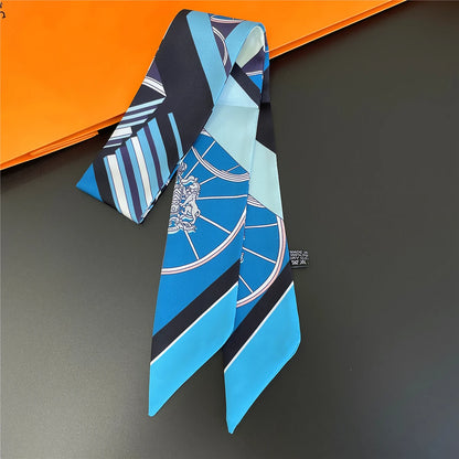 Zebra In Flowers Scarf Luxury Silk Scarf Hair Headband Foulard Skinny Scarves