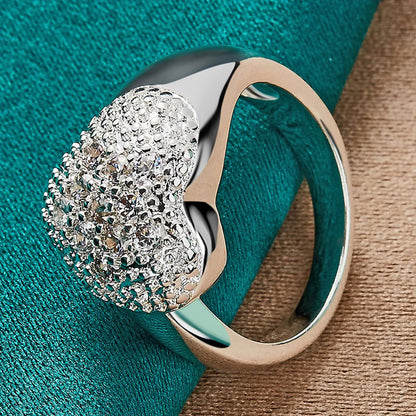 925 Sterling Silver Heart Zircon 7-10# Charm Rings