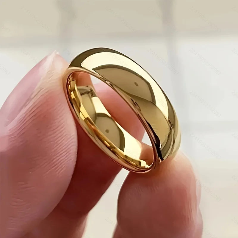 6MM Stainless Steel Classic Gold Rings