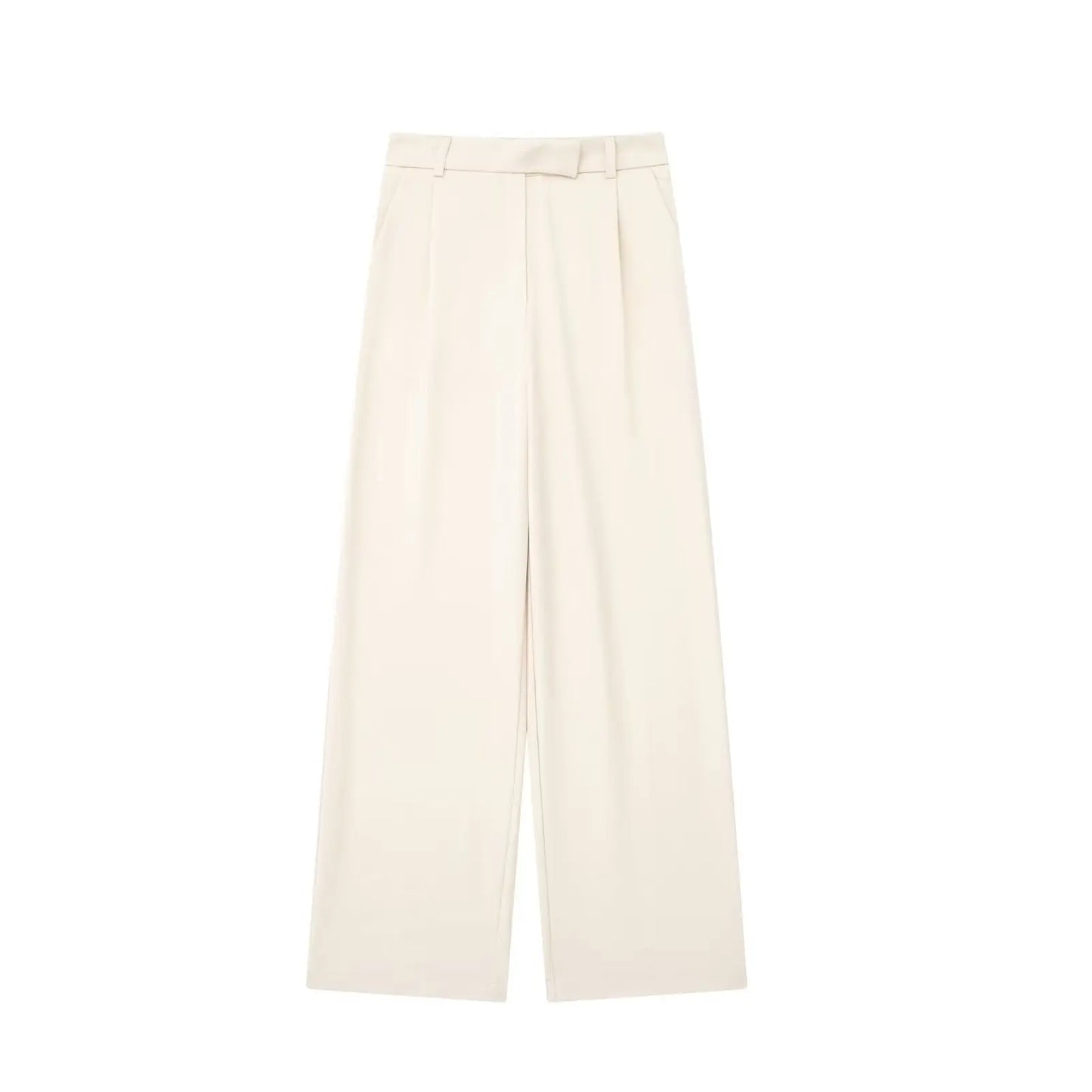 Front Zipper Straight High Waist Chic Pants