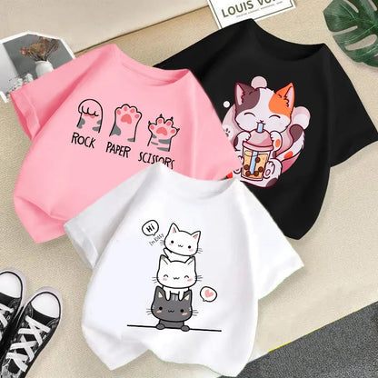 Cat Candy Funny Short Sleeve Baby Girl T-shirt