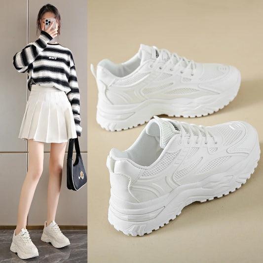 Leather Chunky Thick Tennis Platform Sneakers