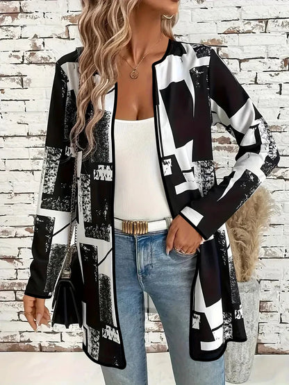 Spring and Autumn Plaid Print Casual Long Sleeve Thin Jacket