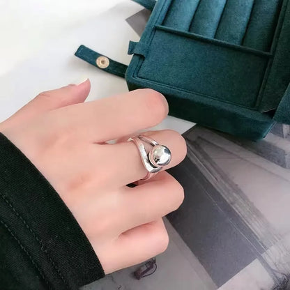 Sam Panda 925 Sterling Silver Simple Vintage Big Ball Ring