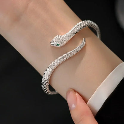 Silver Color Snake Shaped Bangle Bracelet