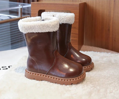 Wool breathable lining anti slip side zipper snow boots