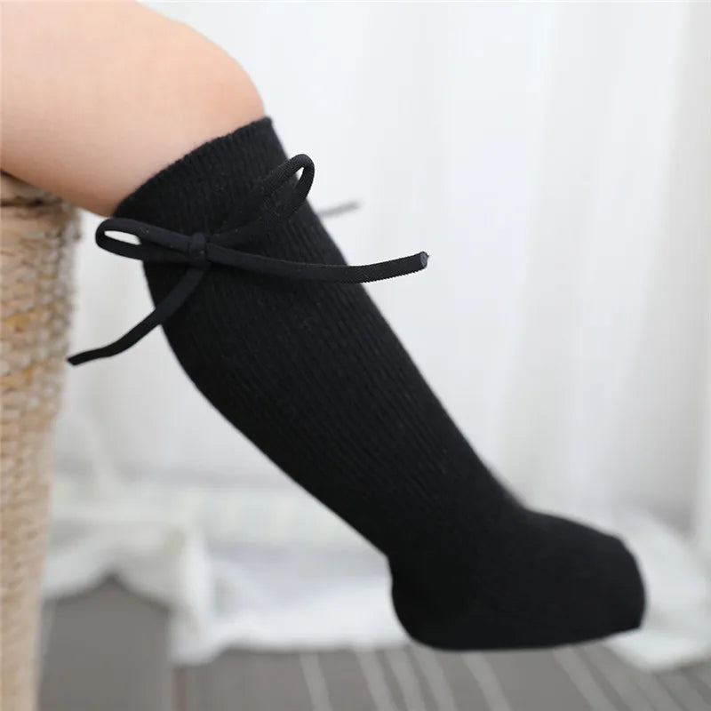 Knee High Baby Girls Bowknot Long Soft Cotton Socks