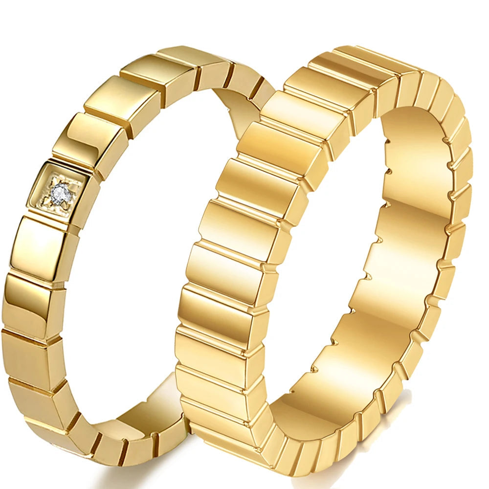 Zircon Checkered Couple Striped Geometric Ring