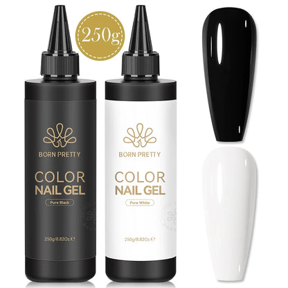 250g Pure Black White Color Gel Nail Polish Jelly Nude Gel