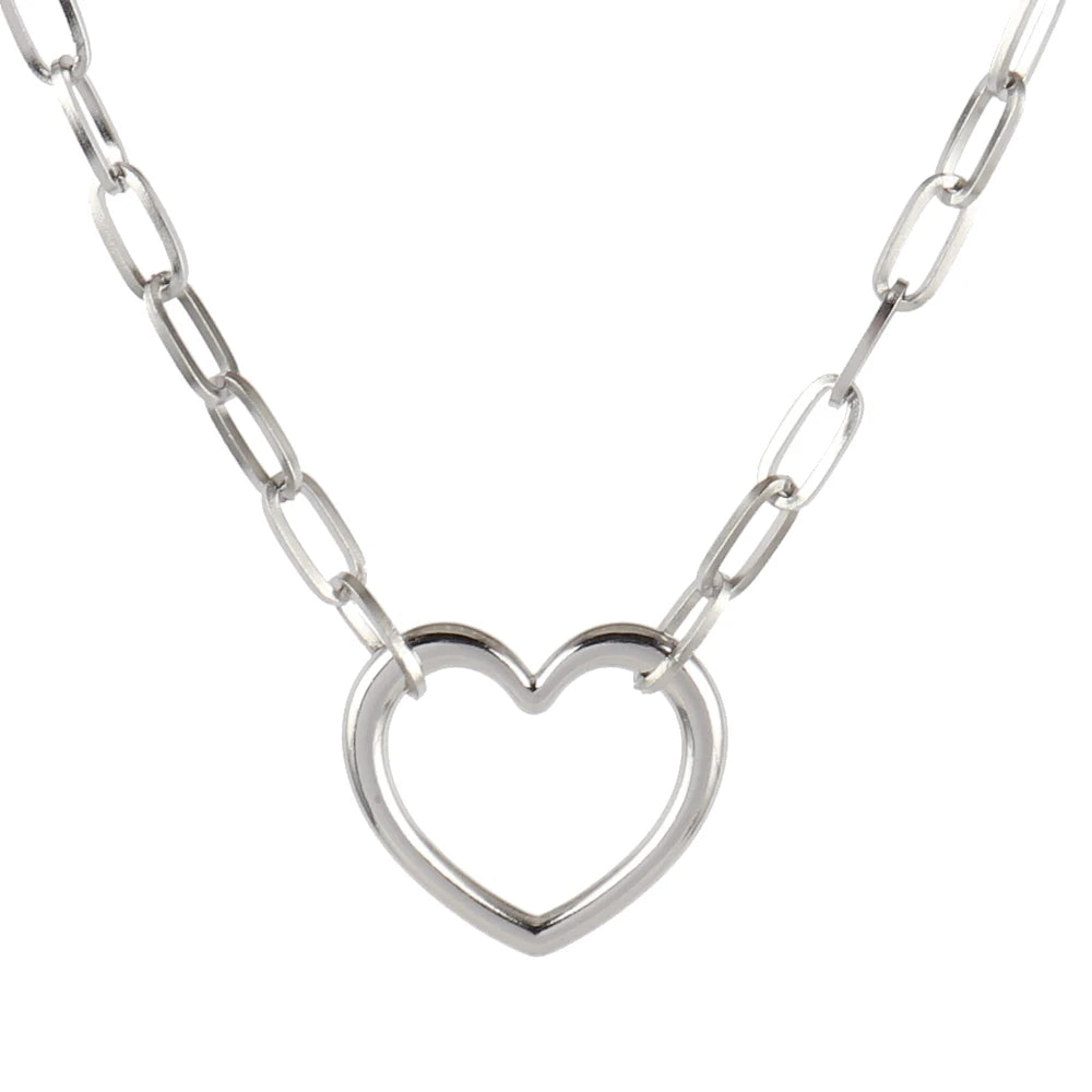 316L Stainless Steel Choker Heart Clavicle Chain Necklaces