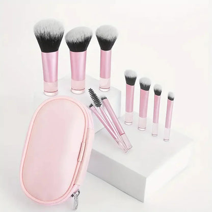 10Pcs Makeup Brushes Set With Bag Cosmetic Eye Shadow Foundation Loose Powder Blush