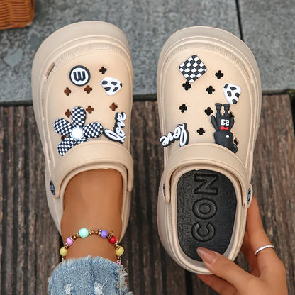 Chunky Platform Clogs Garden Slippers Hollow Out Thick Bottom Slip Beach
