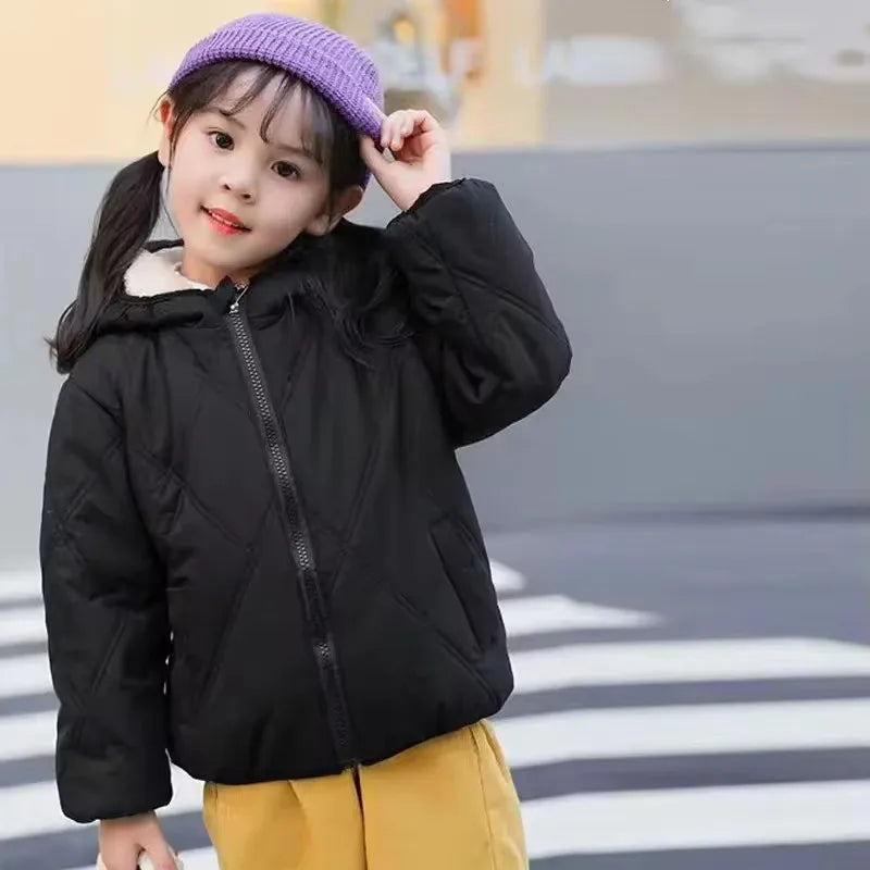 Thick Down Cotton Winter Plus Velvet Warm Jackets 2-6 Year
