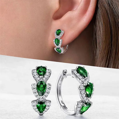 925 Sterling Silver Blue Cubic Zirconia Hoop Earrings