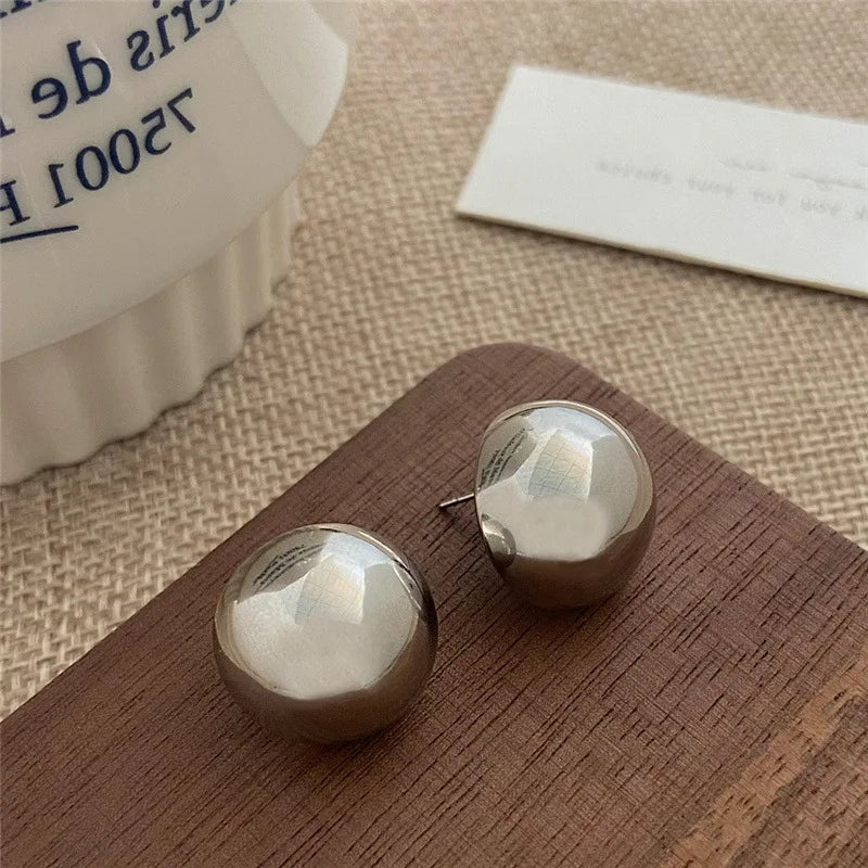 DANA Metal Brushed Frosted Semicircle Stud Earrings