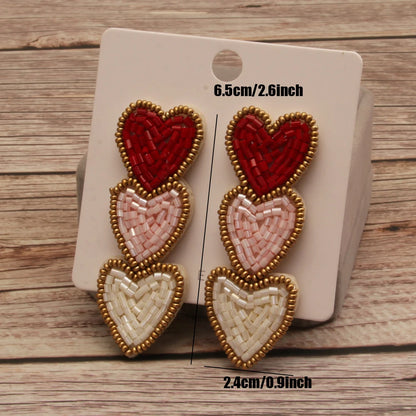 Hearts Dangle Beaded Earrings