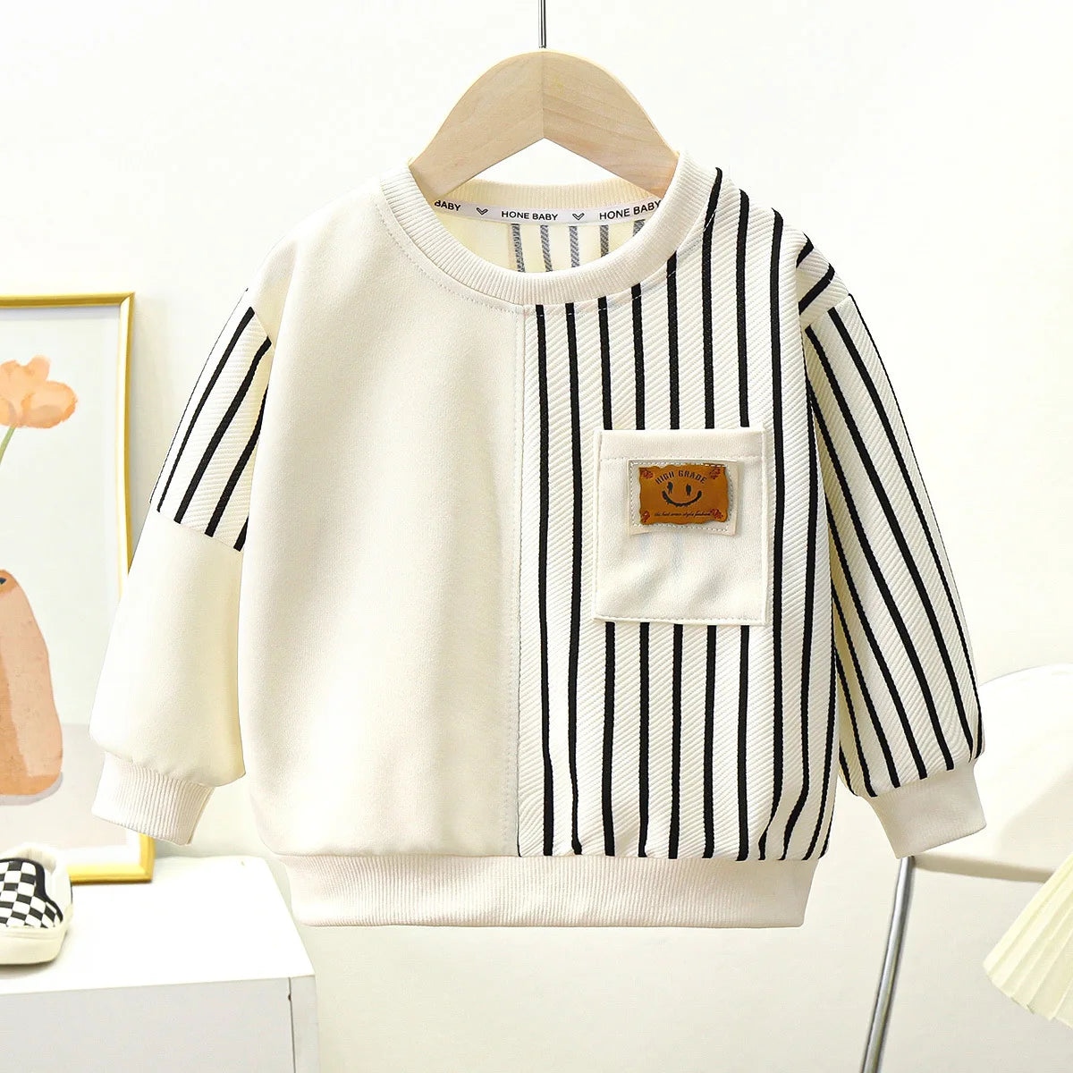 Spring Round Neck Long Sleeve Sweater Hoodie Set