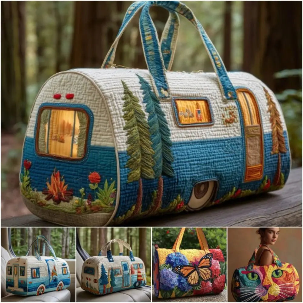Adjustable Strap Quilted Duffle Large Capacity 3D Quilting Craft Travel Duffel Bag