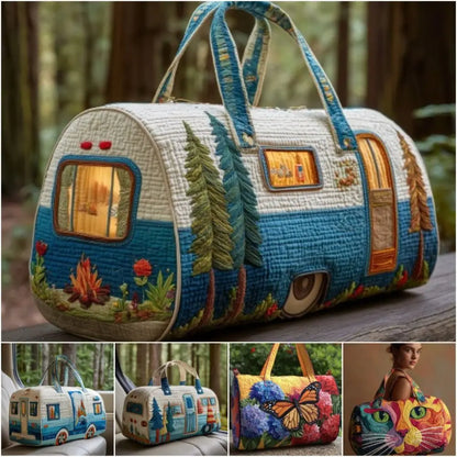 Adjustable Strap Quilted Duffle Large Capacity 3D Quilting Craft Travel Duffel Bag