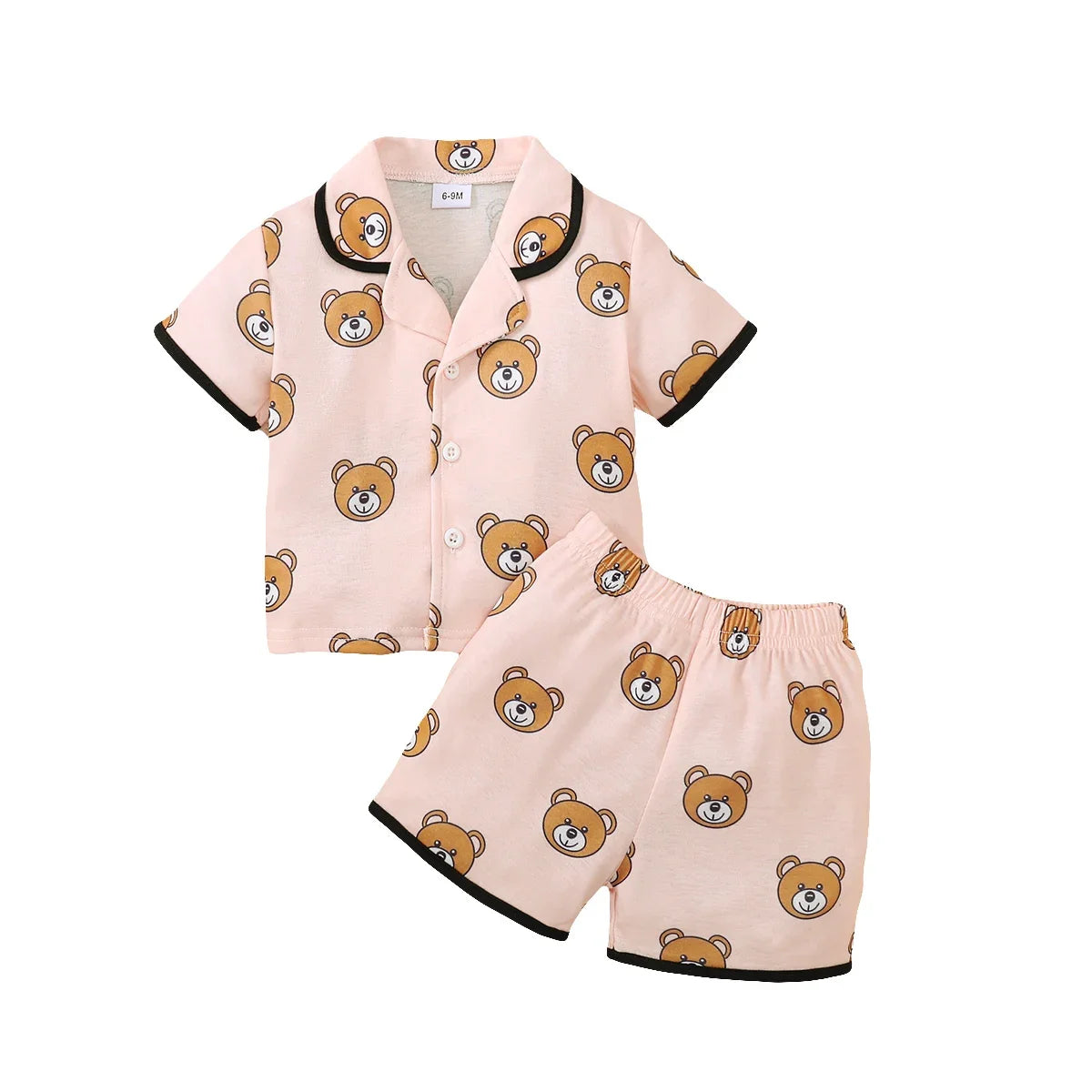 0-3 Years Cartoon Cute Pattern Short Sleeved Top+Shorts Set