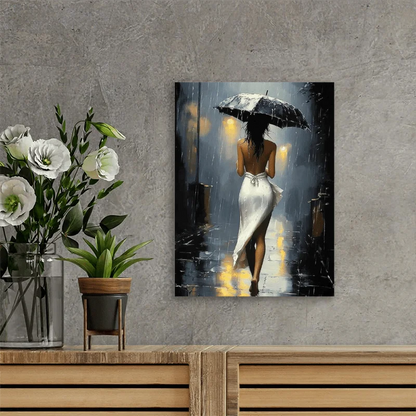 Romantic Rainy Night Canvas Art with Unframes