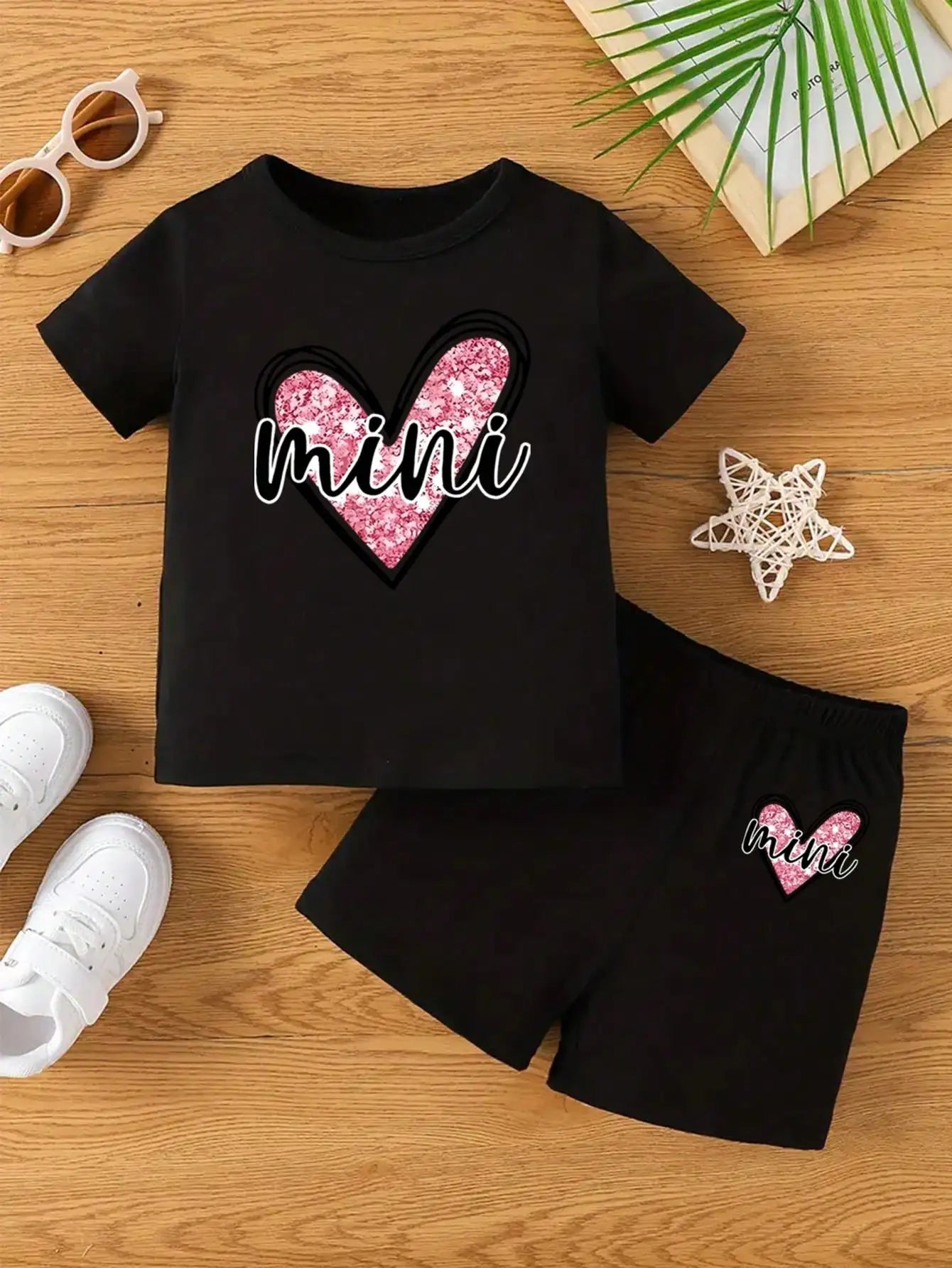 Love Letter Printed Two Piece Short sleeved T-shirt  Set