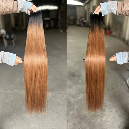 Bone Straight Hair Extensions Brown Color