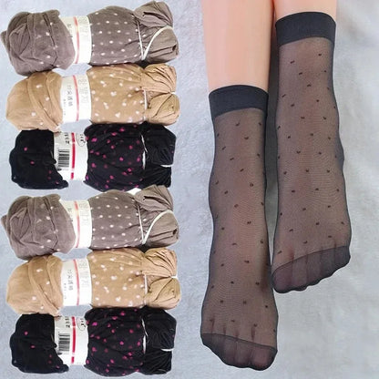 Black Dot Transparent Ultra-thin Crystal Silk Socks