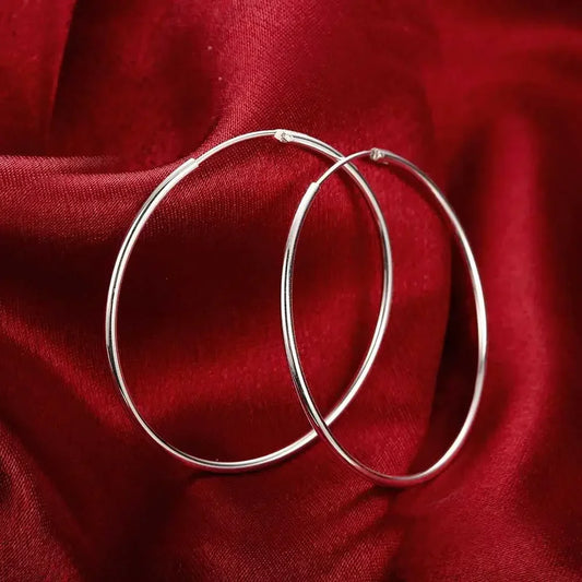 DANA 925 Silver Round Circle Hoop Earrings