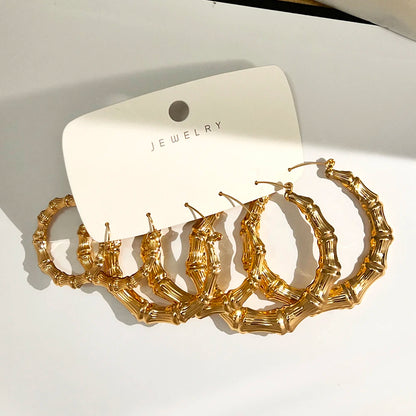 3pairs Hoop Big Geometry Round Circle Earring