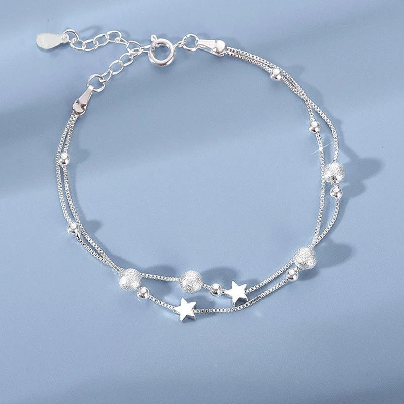 DANA 6Pcs 925 Sterling Silver Rhinestone Bracelets