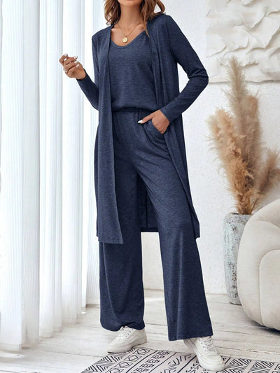 Casual loose three piece vest pants cardigan three piece set