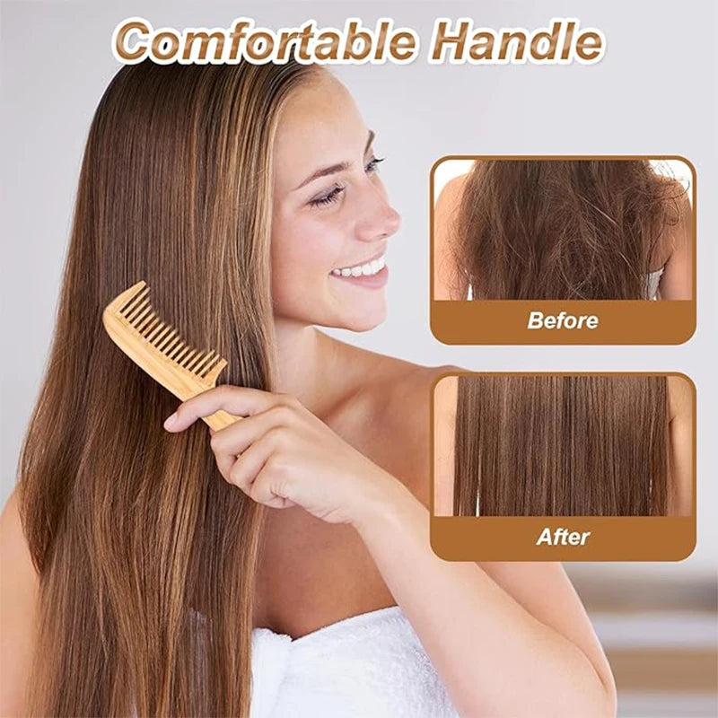 Natural Handmade Bamboo Hair Brush Set