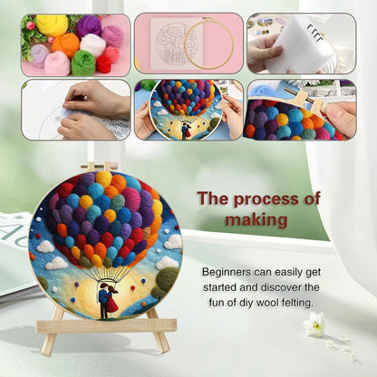 20x20cm Frame DIY Wool Needle Felting Starter Embroidery Kits