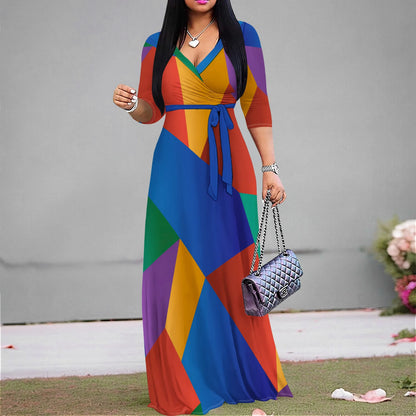 Vestido largo de fiesta con estampado floral