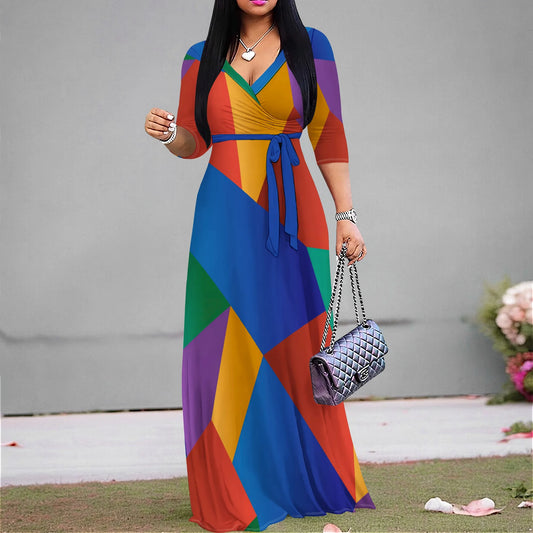 فستان ماكسي للحفلات بطبعة زهور