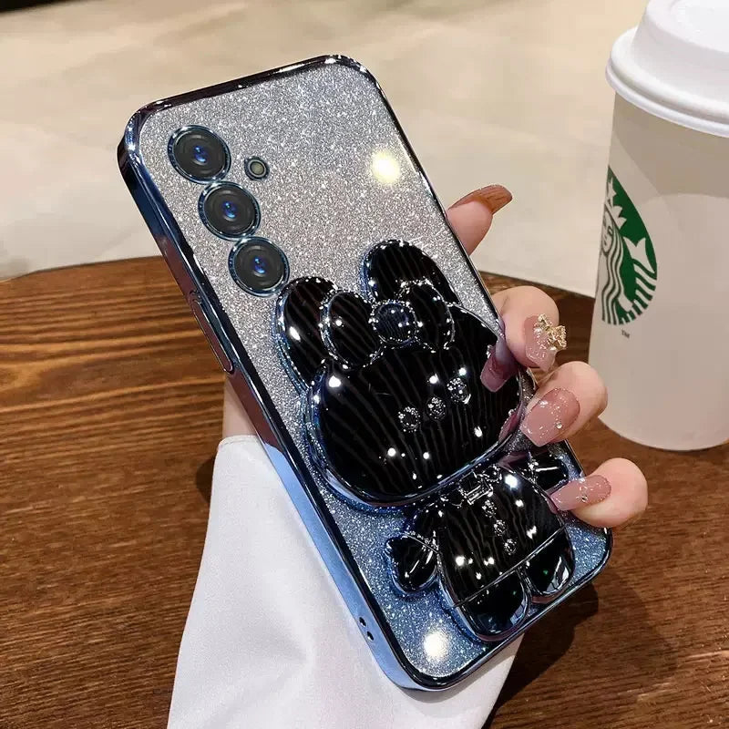 Glitter Mirror Rabbit Stand Case For Samsung Cover