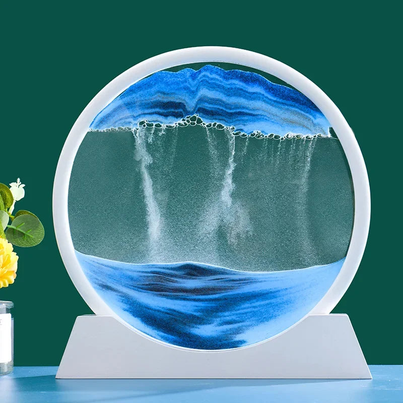 3D Moving Sand Round Glass Deep Sea Home Decoration