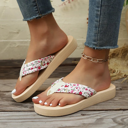 Floral Flat Flip Flops Slippers Plus Size