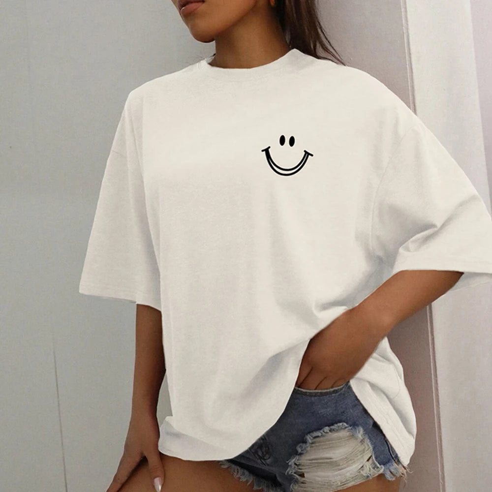 Happy Expression Cotton Short Sleeve Hip Hop T-Shirts
