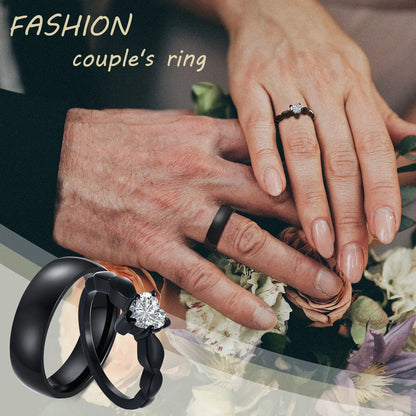 Romantic Heart CZ Stone Couple Rings