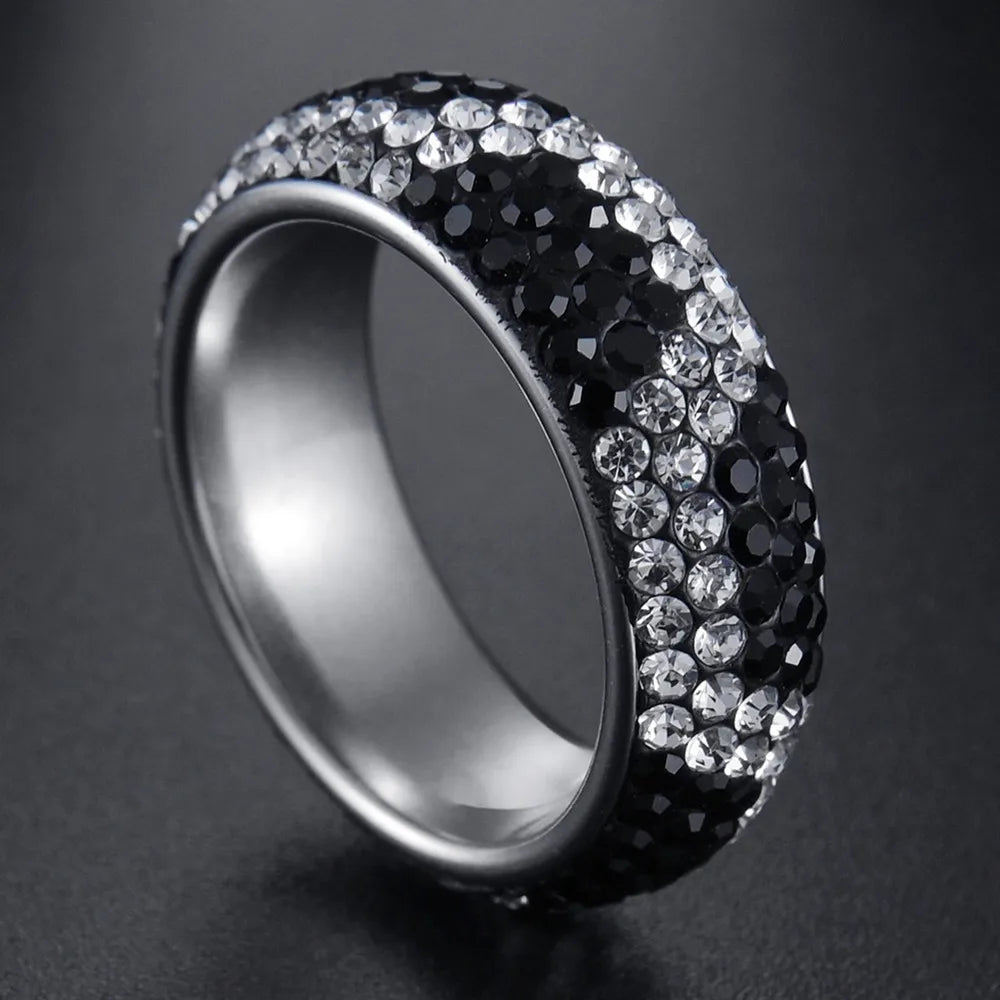 Blue Black Red Clear Crystal Ring