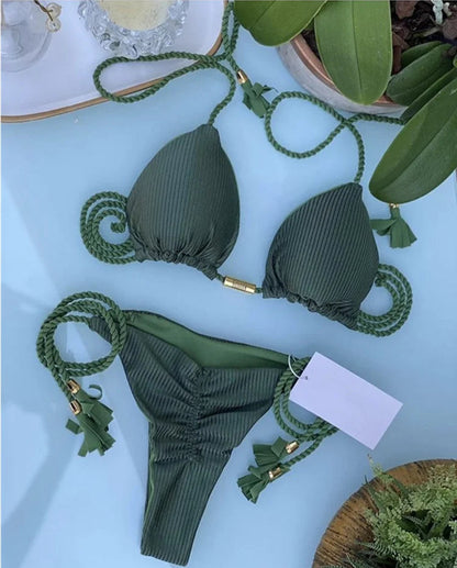 Bikini Backless Rope Triangle Swimsuit