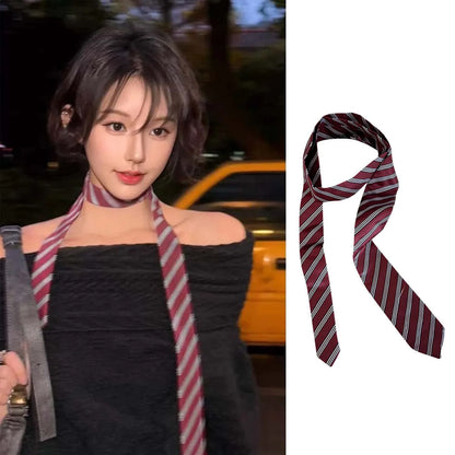 Narrow Long Scarf Polka Dot Tie Bag Ribbon Headband Choker
