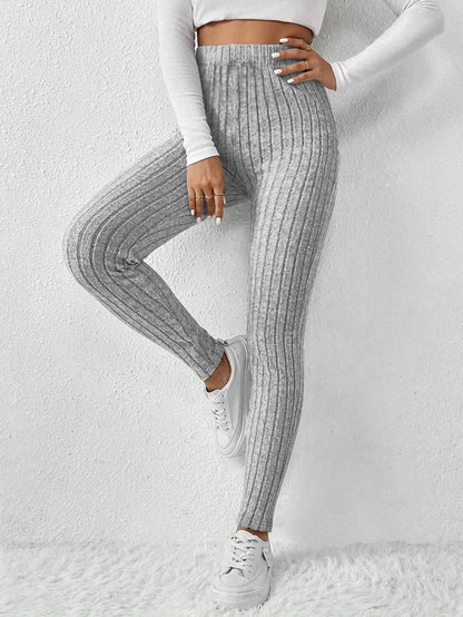 Ribbed Knitted Tight Base Layer Tights Pants